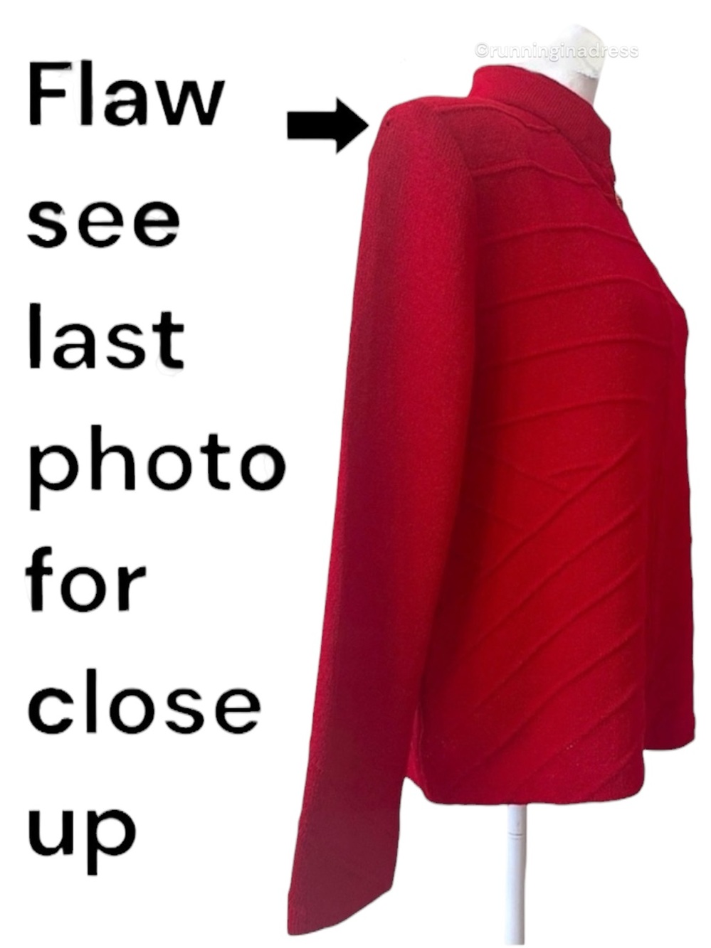 St John Collection Red Santana Knit Zip Jacket 12 Vintage Marie Gray Mock Neck - Picture 13 of 15